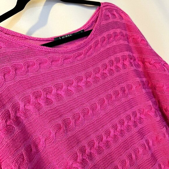 Lauren Ralph Lauren Pink Cable Knit Sweater Top 3X Academia Preppy Quiet Luxury - Picture 5 of 5